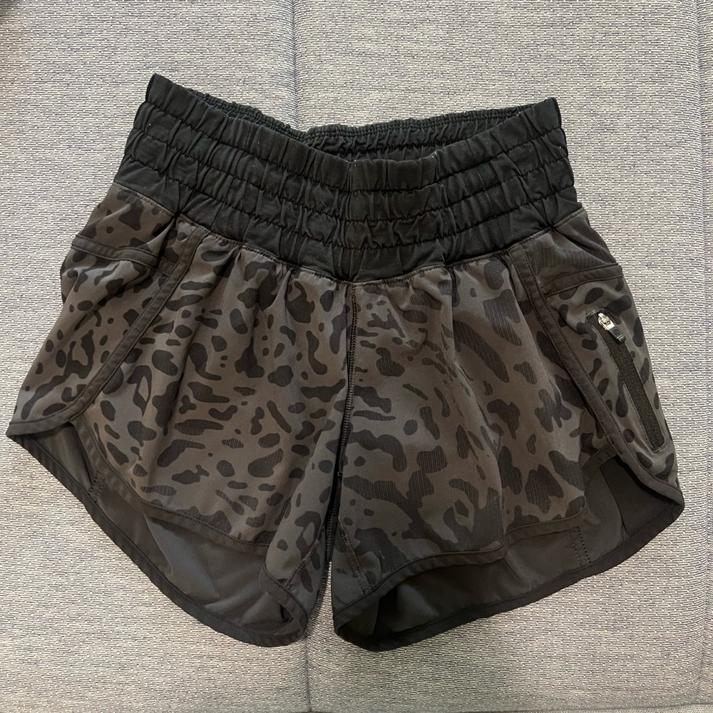 Black and Gray Cheetah Lululemon Women's Athletic Shorts